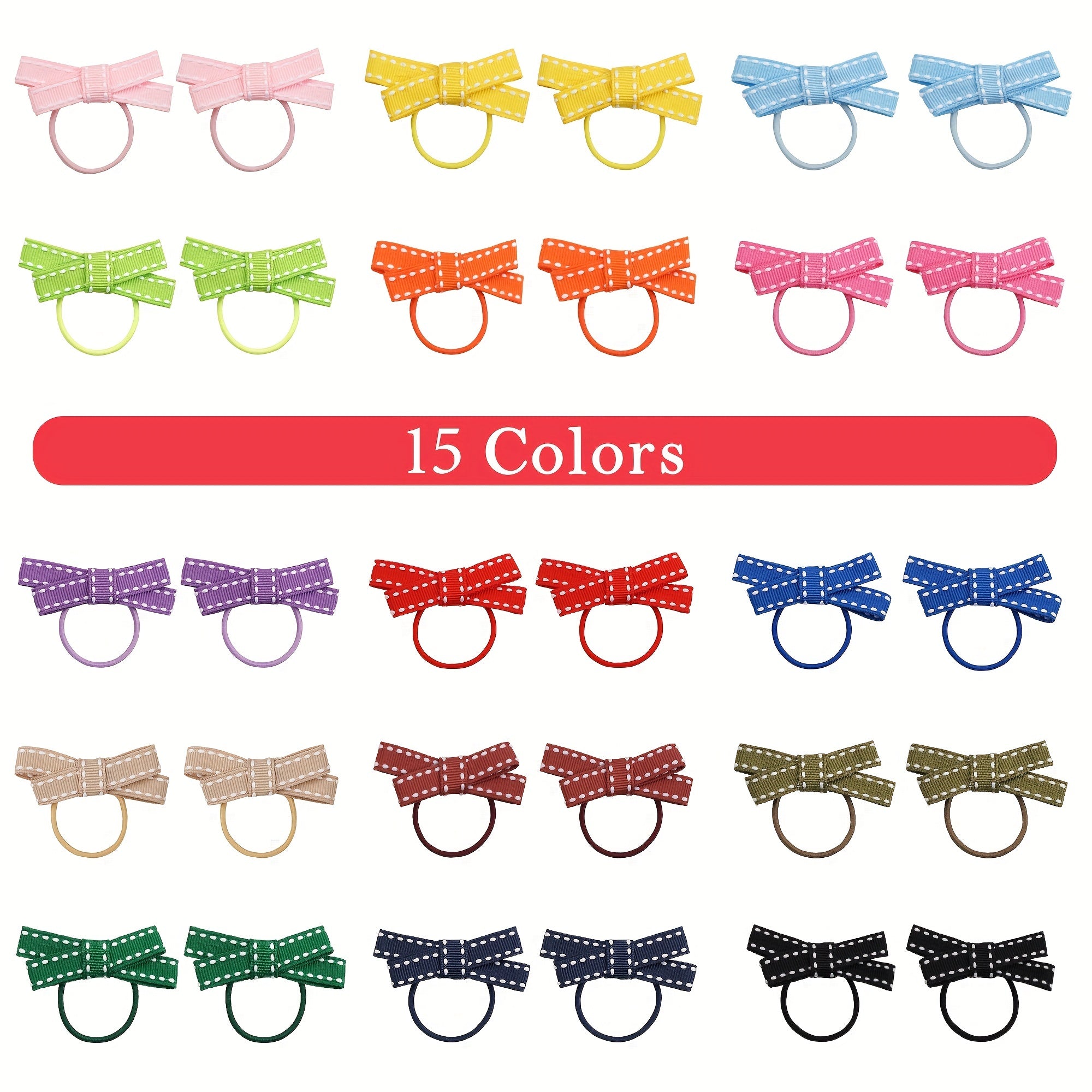 30pc 15pairs Hair Rubber Bands Bright Cartoon Girl's Elastic Hair Band