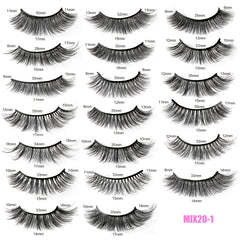20 Pairs Fluffy Mixed Style Faux Mink Lashes for Daily Work Party Dating