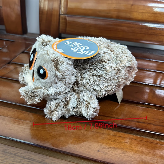 Adorable Spider Plush Toy Doll Soft Brown Stuffed Animal Large Eyes Perfect Gift