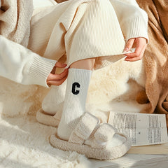 3 Pairs Letter Embroidery Mid Tube Socks