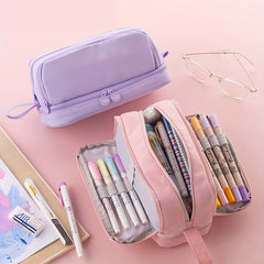 Large Pencil Case 4 Compartments Girls Boys Stationery Organizer Women Men
