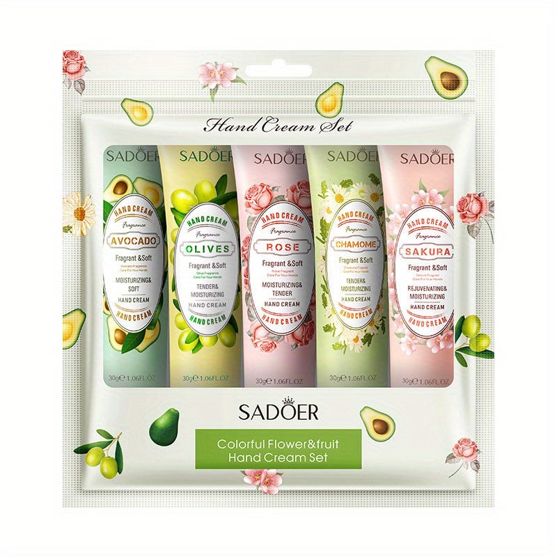 5 Pack Hand Cream Set Natural Plant Fragrance Moisturizing Travel Size