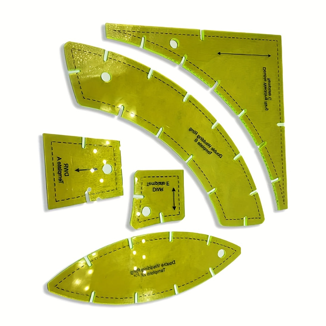 5pcs Transparent Sewing Quilting Templates Craft Patchwork Ruler