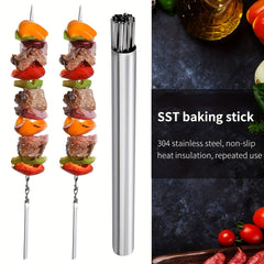 Stainless Steel BBQ Skewers with Storage Tube - Outdoor Camping Picnic