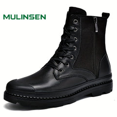 Leather Short Boots Lace up Shoes Fall Spring Summer