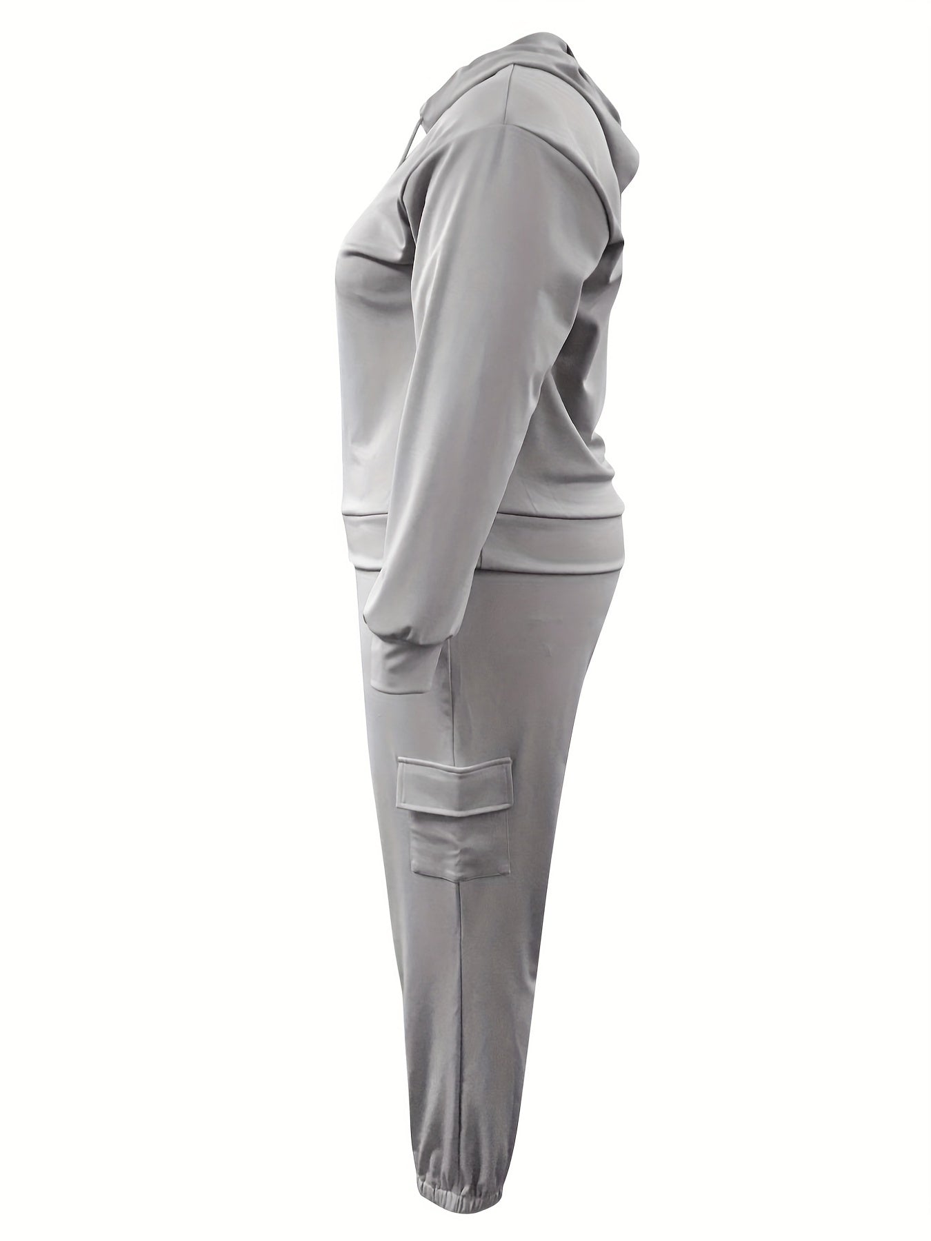  Women's Solid Hoodie & Cargo Joggers Set