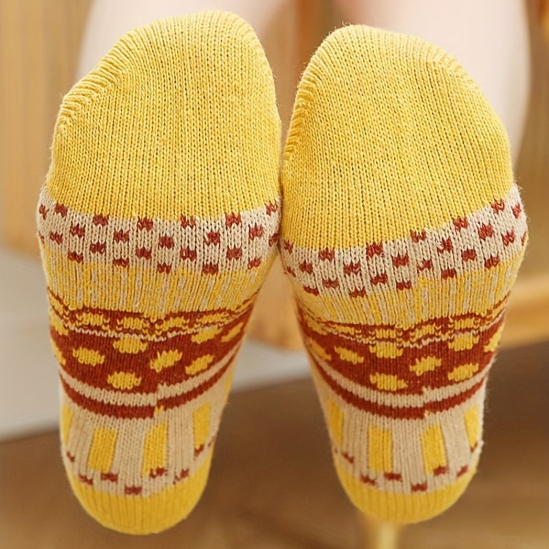 5 Pairs Geometric Pattern Socks for Women Mid Tube Stockings