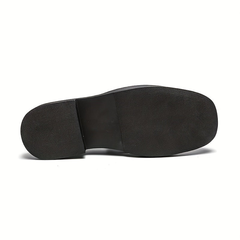 Women's Square Toe Loafers PU Leather Slip On Shoes