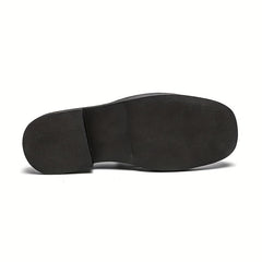 Women's Square Toe Loafers PU Leather Slip On Shoes