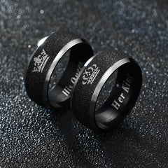 Stainless Steel Couple Crown Ring Set His Queen Her King Engagement Rings