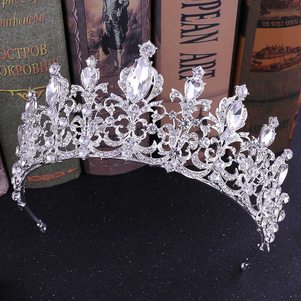 Baroque Queen Crowns Crystal Tiaras Bride Wedding Princess Rhinestone Bridal