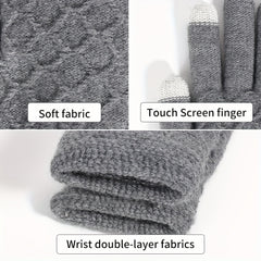 Winter Double Layer Velvet Thickened Gloves Touch Screen Full Finger Gloves