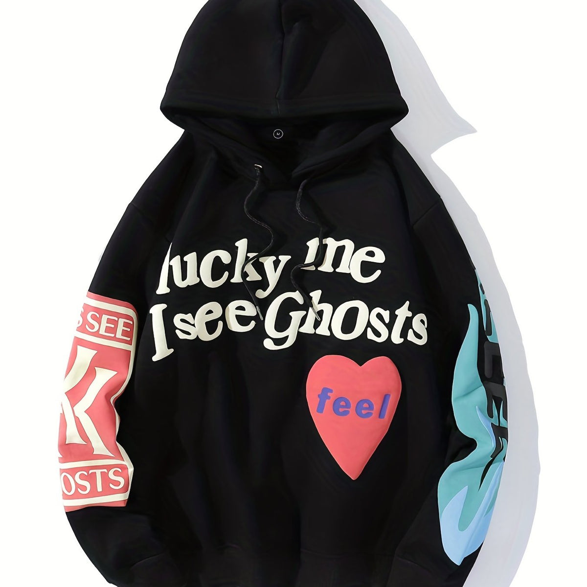 Letter Print Long Sleeve Drawstring Sports Hoodies Pullover Sweatshirt