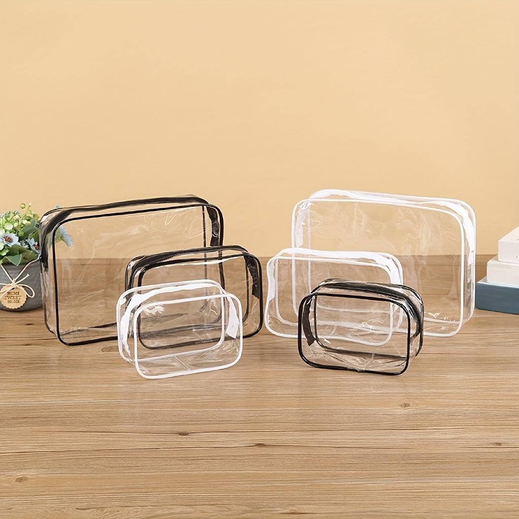 3pcs Transparent Toiletry Bag Cosmetic Storage Portable Travel Bag