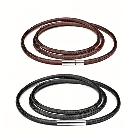 3mm Wax Leather Cord Choker Necklace Stainless Steel Clasp Thin 16 30 Mens
