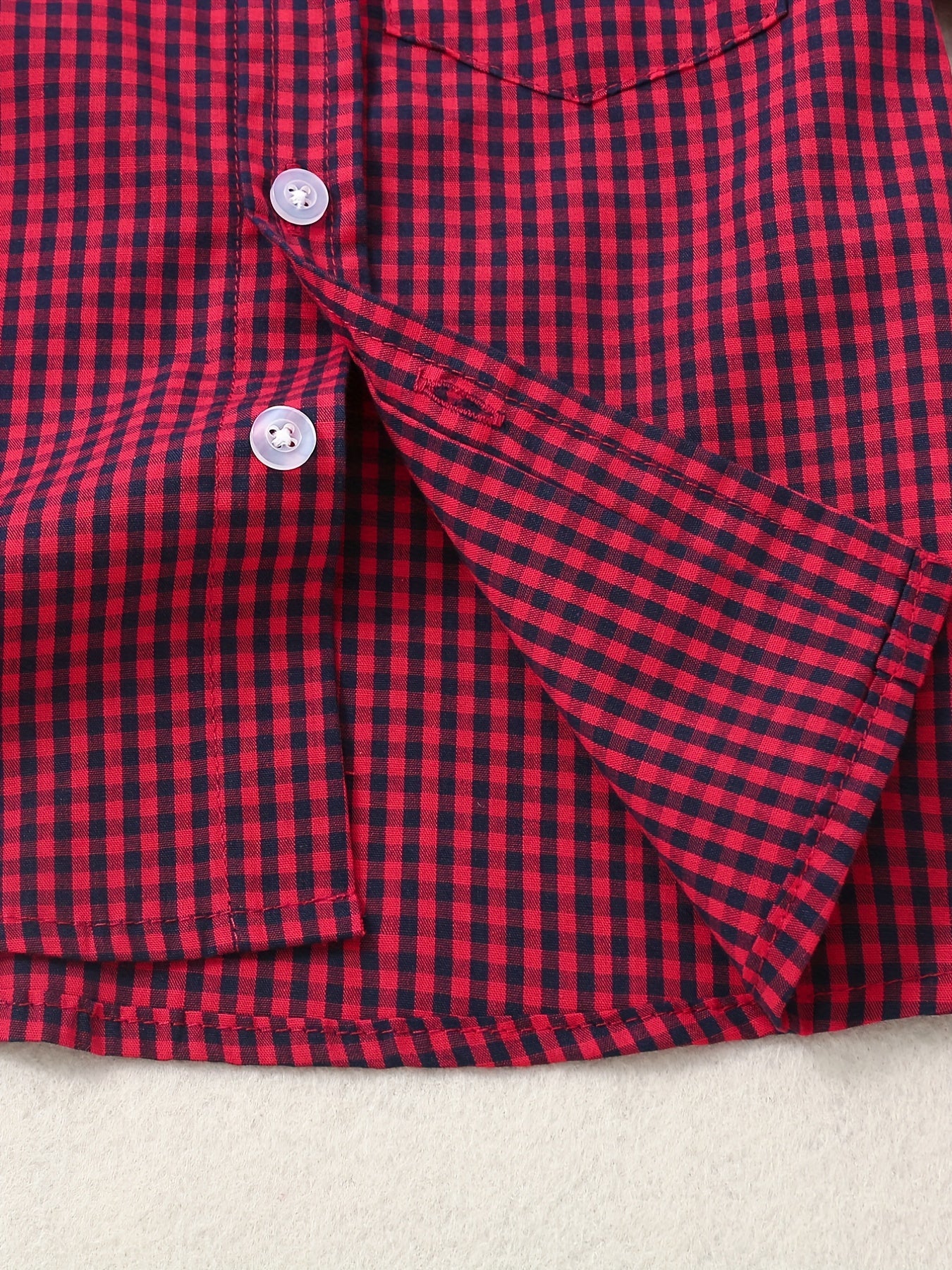 Toddler Boys Plaid Graphic Button Pocket Casual Short Sleeve Shirt