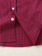 Toddler Boys Plaid Graphic Button Pocket Casual Short Sleeve Shirt