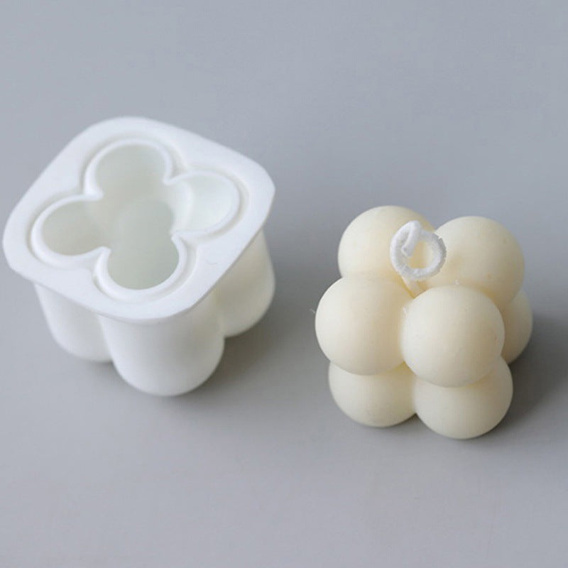 Silicone Candle Mold 3D Cube Round Ball Epoxy Mould Craft Candle Making