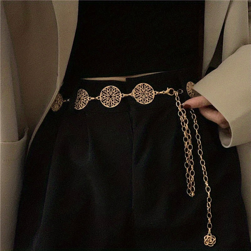 Boho Tassel Metal Waist Chain Geometric Decorative Dress Belt Belly Chain
