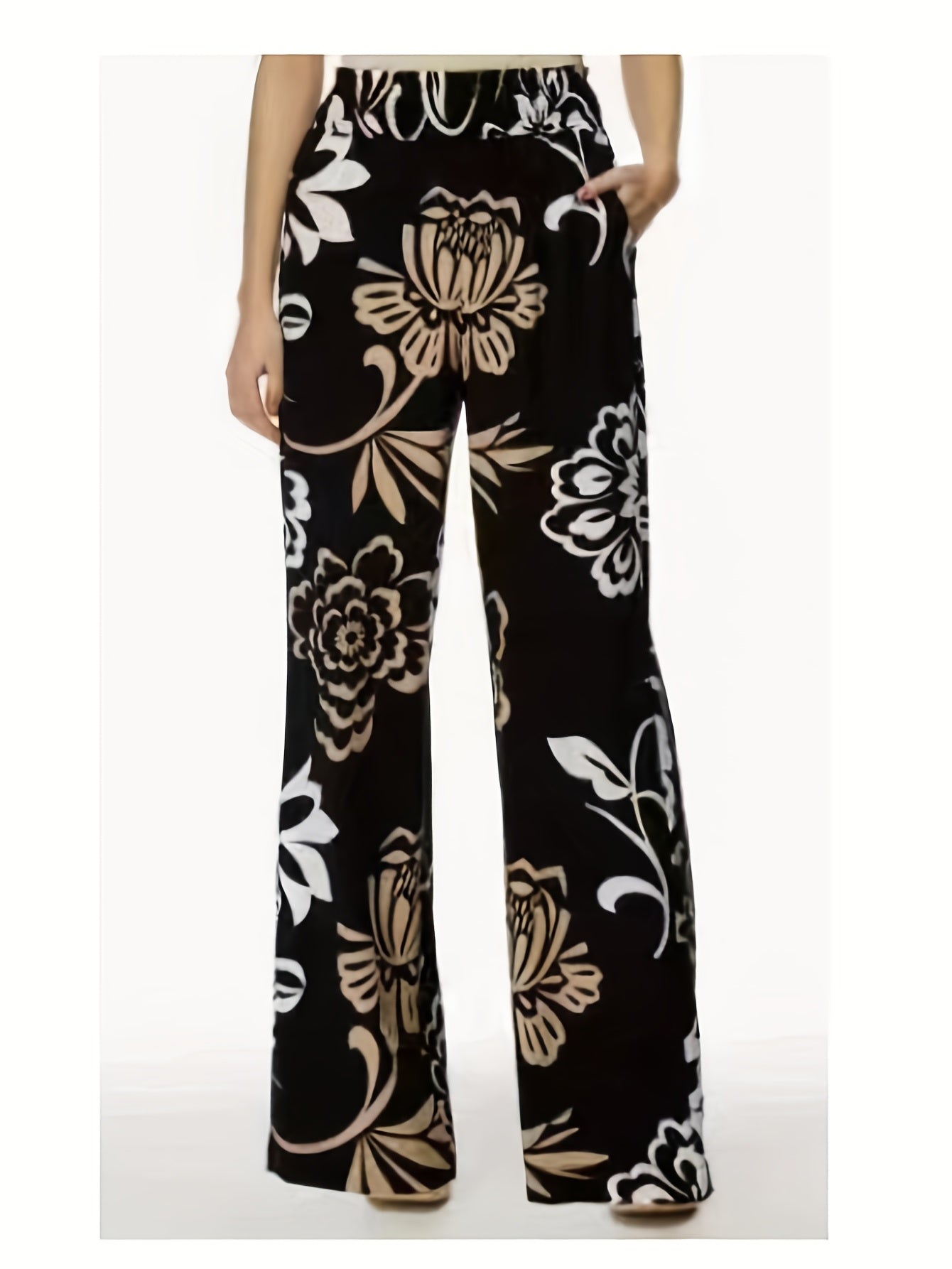  Women's Floral Print High Rise Wide Leg Pants