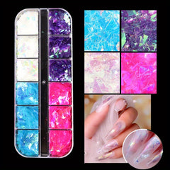 12 Grids Holographic Nail Glitter Flakes for 3D Nail Art