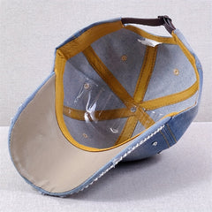 Rhinestone Snowflake Denim Baseball Cap Distressed Dad Hats Sun Hats