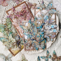 20pcs PET 3D Laser Golden Butterfly Stickers Decorative Decals Scrapbook Labels