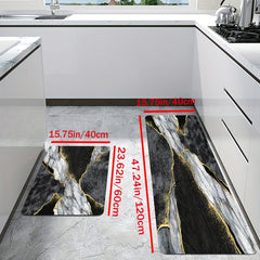Marble Pattern Kitchen Rug Non Slip Absorbent Stain Resistant