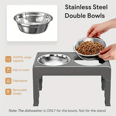 Adjustable Elevated Dog Bowls with 2 Stainless Steel Bowls