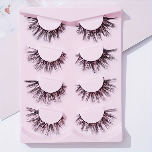 4 Pairs Fishtail False Eyelashes 18mm Tail Fluffy Volumized Cross Lashes