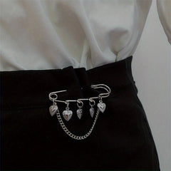 Tassel Pants Waist Chain Pin Buckle Suit Love Brooch