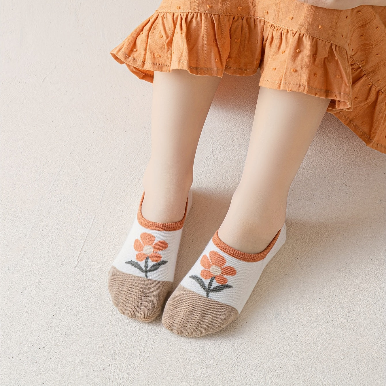 5pairs Cartoon Flower Little Rabbit Children's Non-slip Ankle Socks