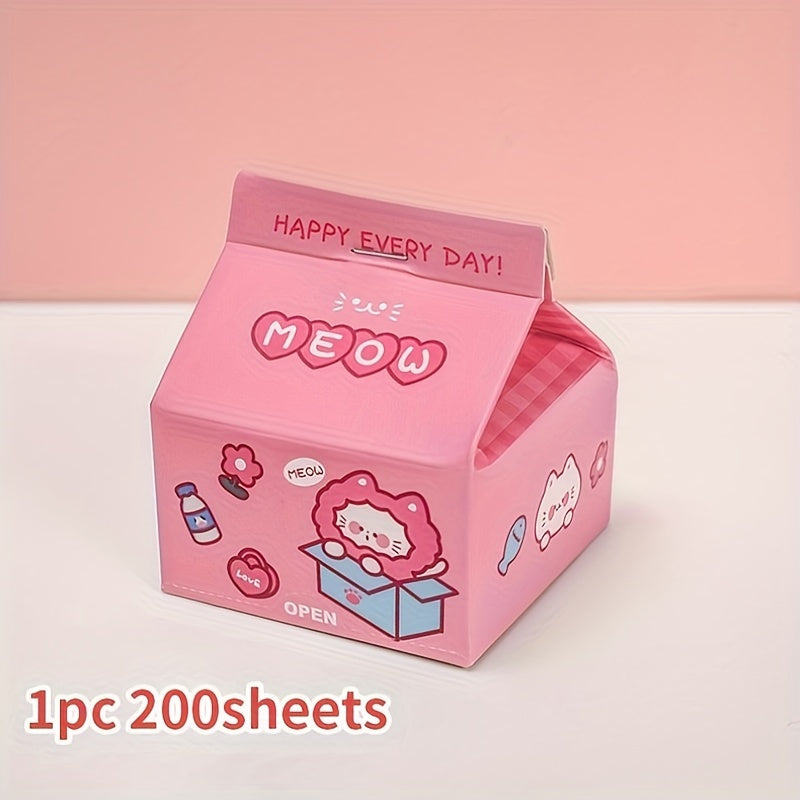 200 Sheets Milk Box Sticky Note Paper Non-Adhesive Boxed Sticky Notes ...