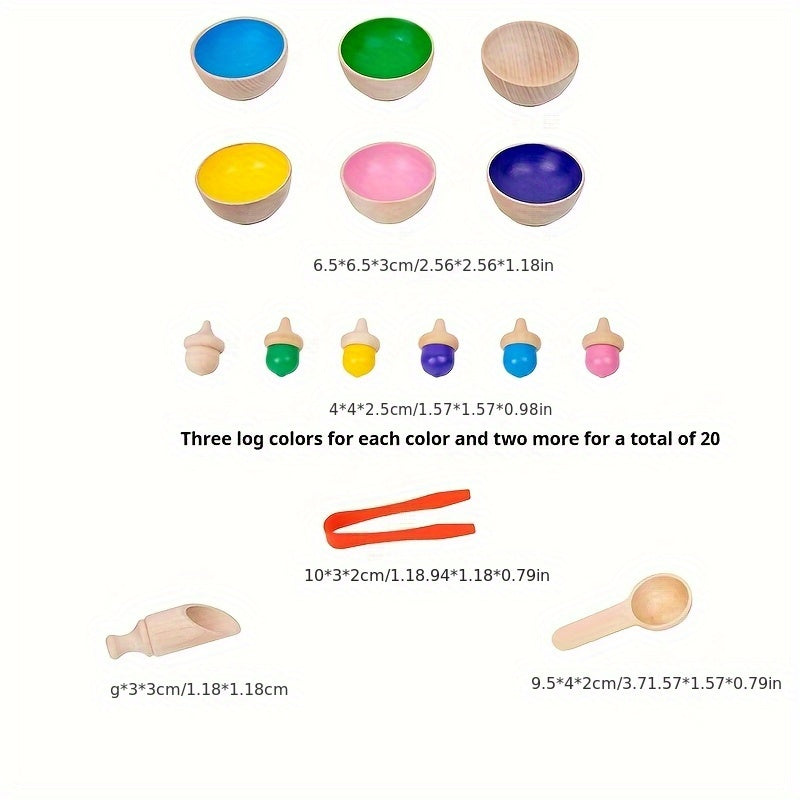 Wooden Colorful Sorting Cup Set Bead Counting Game Toy