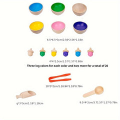 Wooden Colorful Sorting Cup Set Bead Counting Game Toy
