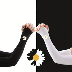 Daisy Print Ice Sleeve Sun Protection Outdoor Driving Gloves