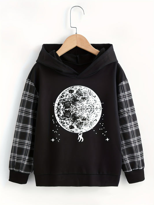 Universe Planet Print Boys Hooded Sweatshirt