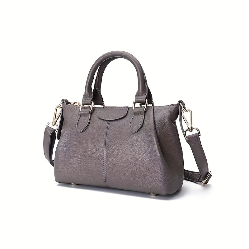 Leather Boston Bag Crossbody Bag With Adjustable Strap