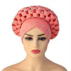 Braided Turban Cap Rhinestone Head Wrap Bonnet Beanie Head Scarf Chemo Hats