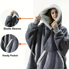 Oversized Sherpa Fleece Hoodie Blanket Cozy Soft Warm Snuggle Throw Sweatshirt