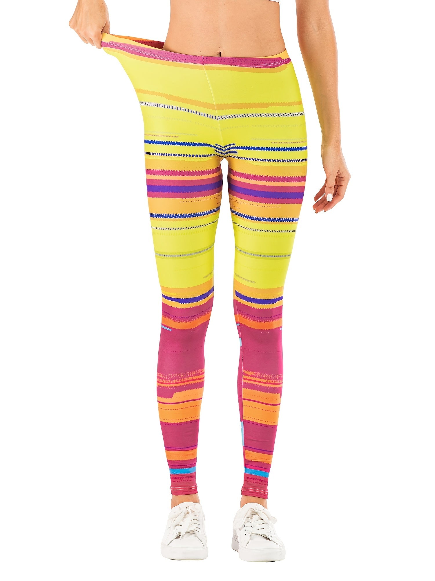 Colorful Streak Print High Waist Leggings