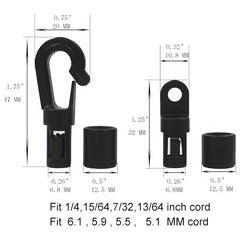 12pcs Bungee Shock Cord Hook Open End Hooks Plastic Rope Terminal Ends Hooks