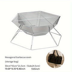 Hexagonal Barbecue Grill Stainless Steel Foldable Charcoal Grill
