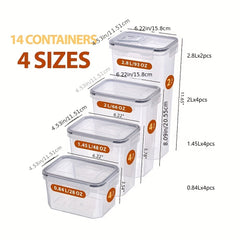 14pcs Airtight Food Storage Lunch Box with Lids - Sealed Container