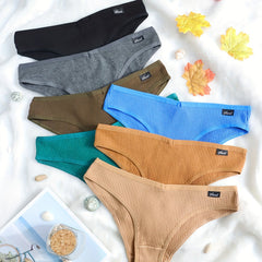 7 Pcs Ribbed Thongs Low Waist Panties