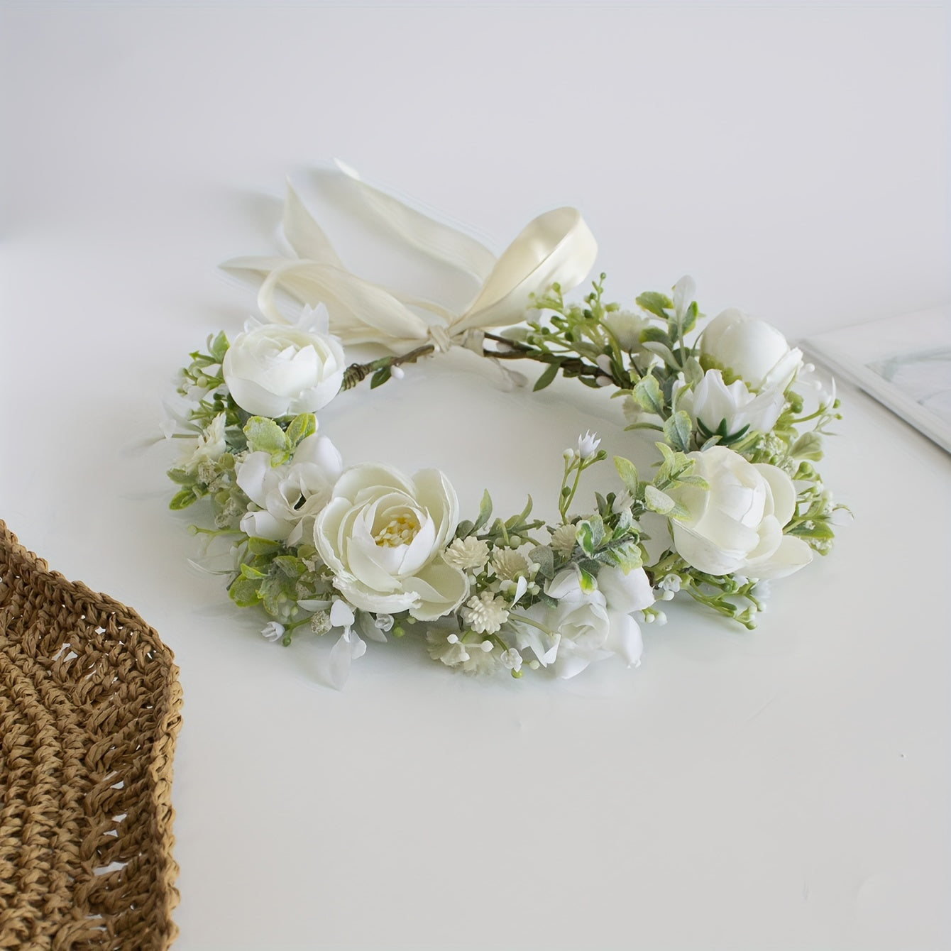 Sweet Artificial Camellia Bridal Headband Wedding Hair Accessory