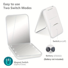 Compact Mirror with Light 2-Sided Magnetic Switch Makeup Mirror