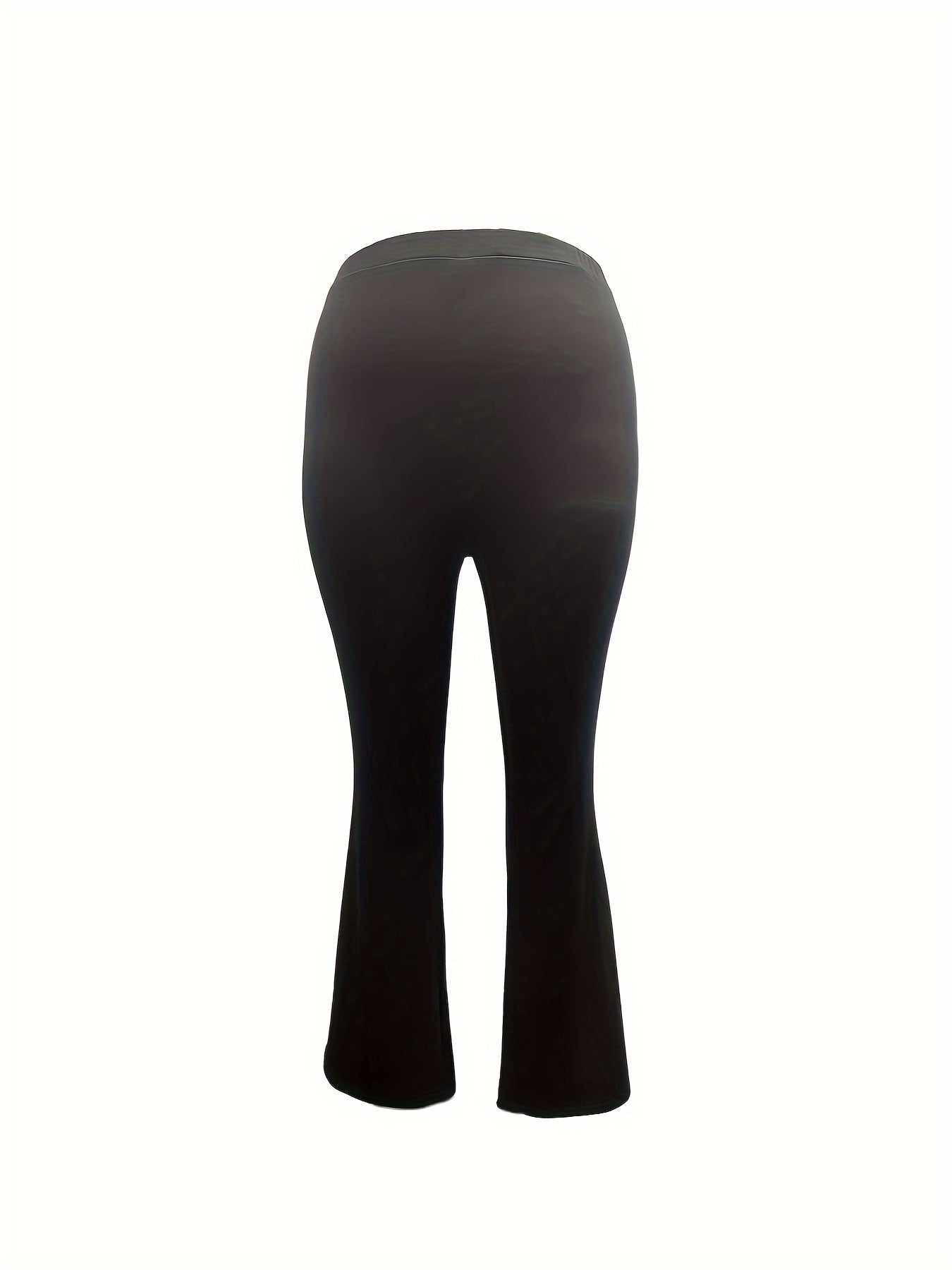  Solid High Rise Flared Leg Trousers
