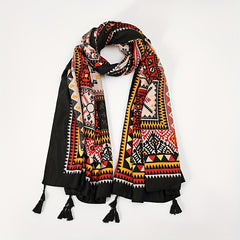 Ethnic Style Cotton and Linen Travel Scarf - Sunscreen Silk Shawl