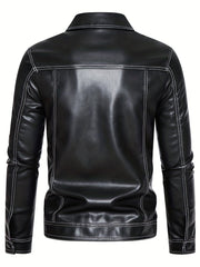 Vintage Style PU Biker Jacket Men's Zip Up Faux Leather Jacket